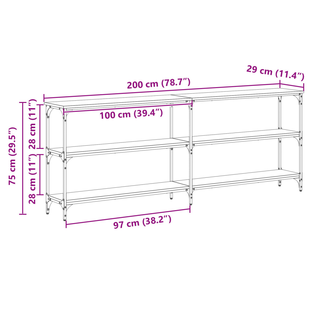 Produktbild för Konsolbord Gammalt trä 200 x 29 x 75 cm