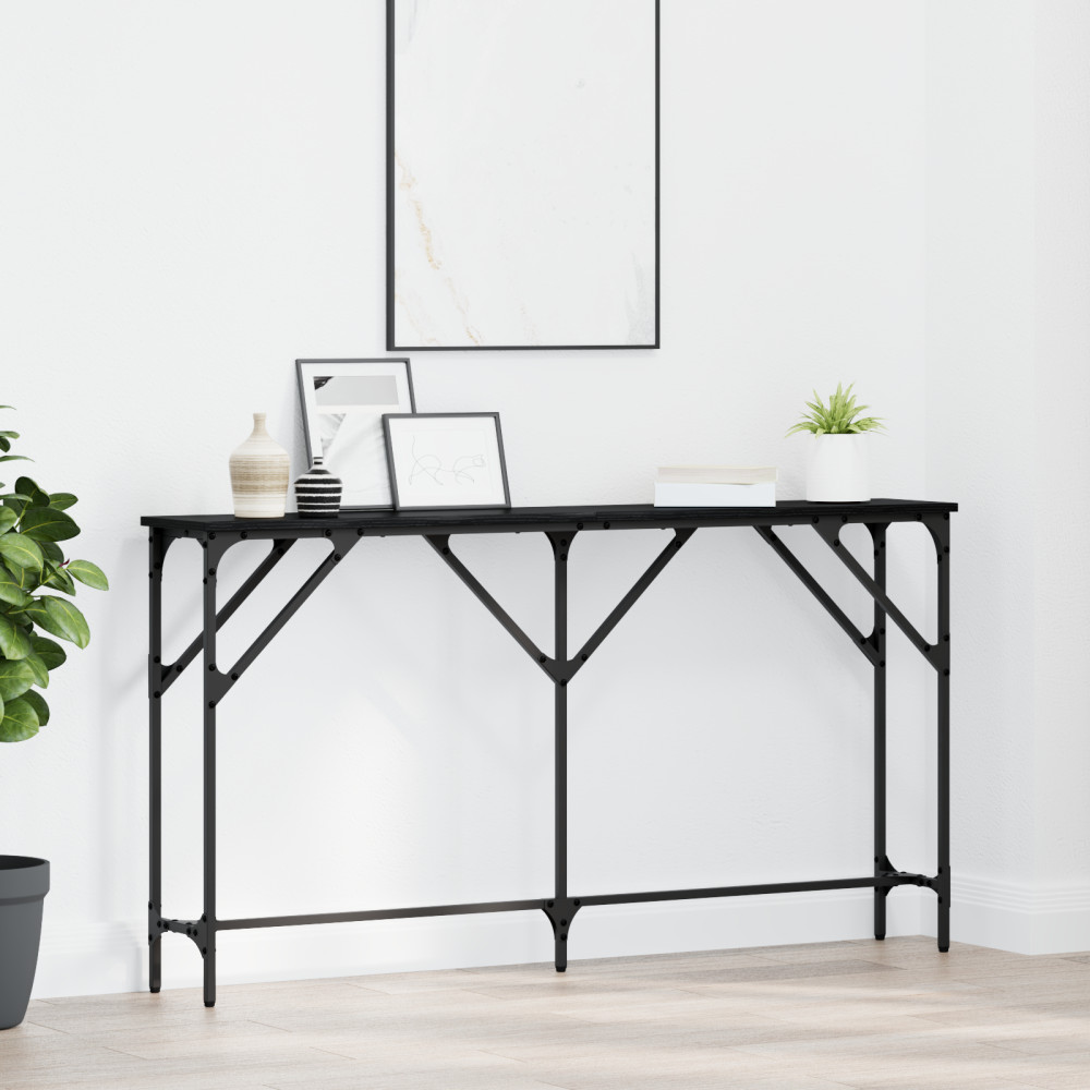 Produktbild för Konsolbord Svart ek 140 x 23 x 75 cm