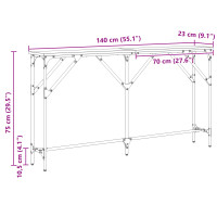 Produktbild för Konsolbord Svart ek 140 x 23 x 75 cm