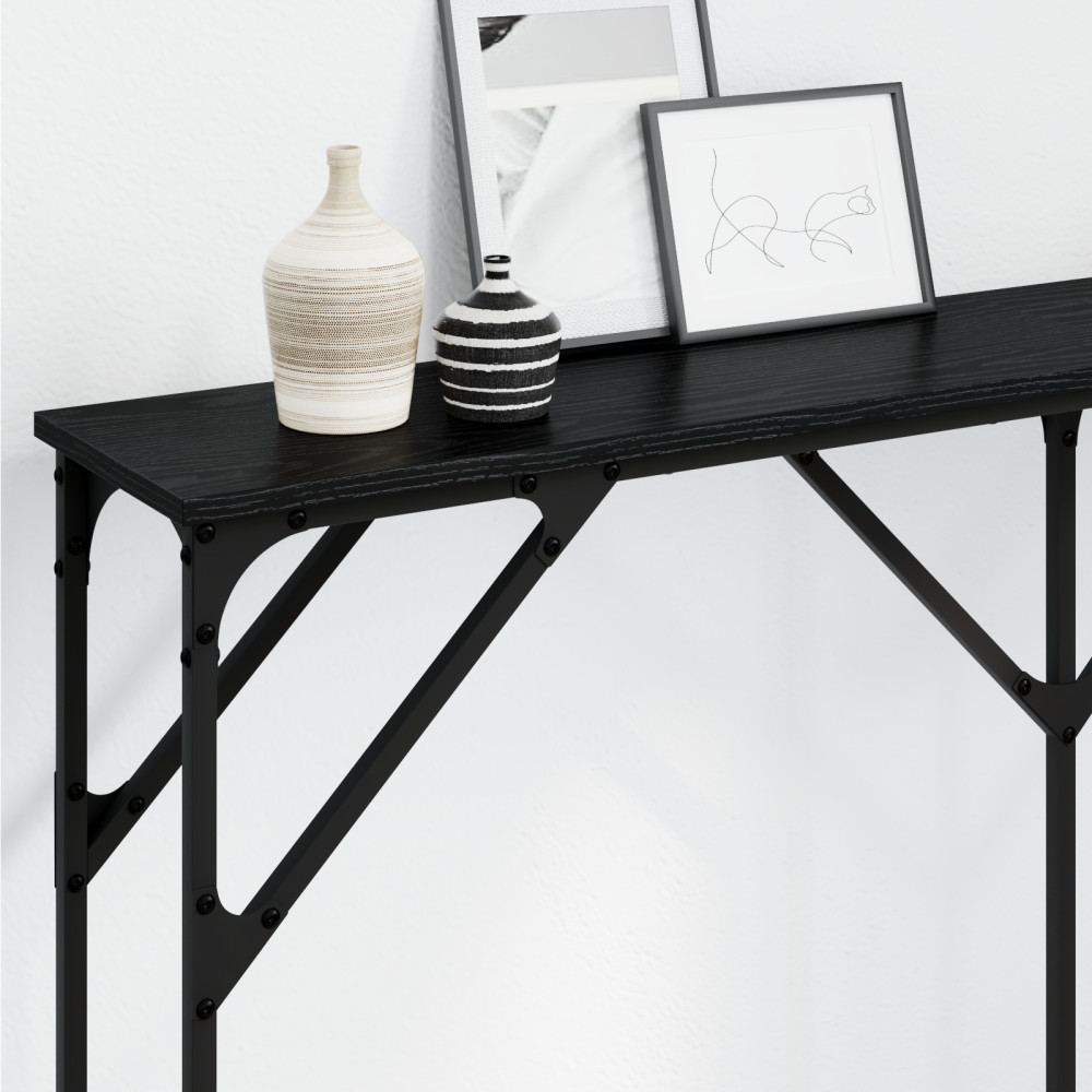 Produktbild för Konsolbord Svart ek 140 x 23 x 75 cm