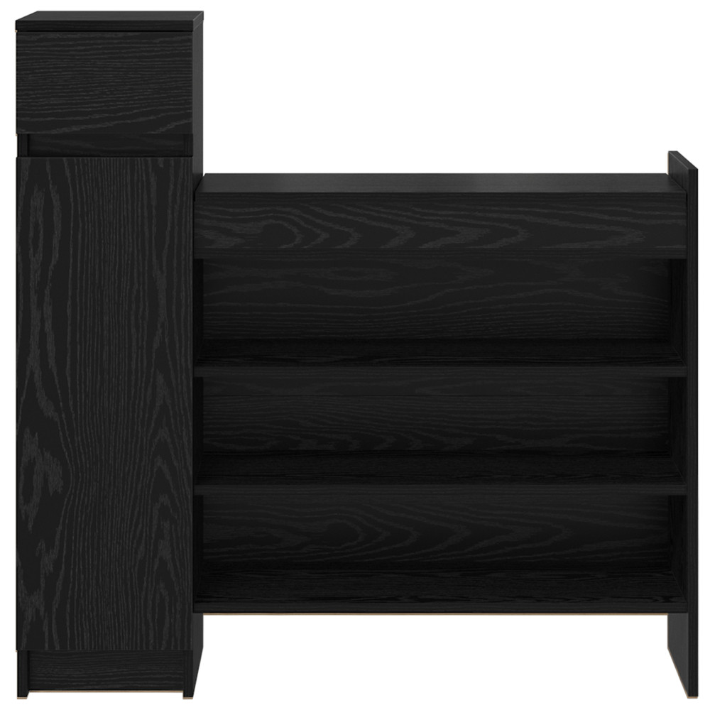 Produktbild för Skoskåp med låda Svart Ek 100,5 x 28 x 100 cm Konstruerat trä