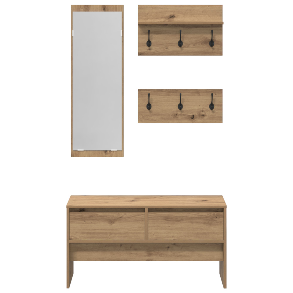 Produktbild för Hallmöbelset med låda 4 pcs Artisan Ek Konstruerat trä