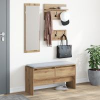Produktbild för Hallmöbelset med låda 4 pcs Artisan Ek Konstruerat trä