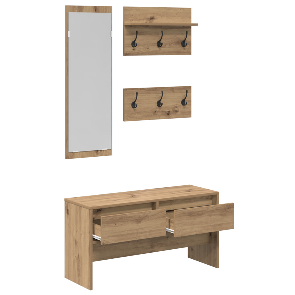 Produktbild för Hallmöbelset med låda 4 pcs Artisan Ek Konstruerat trä