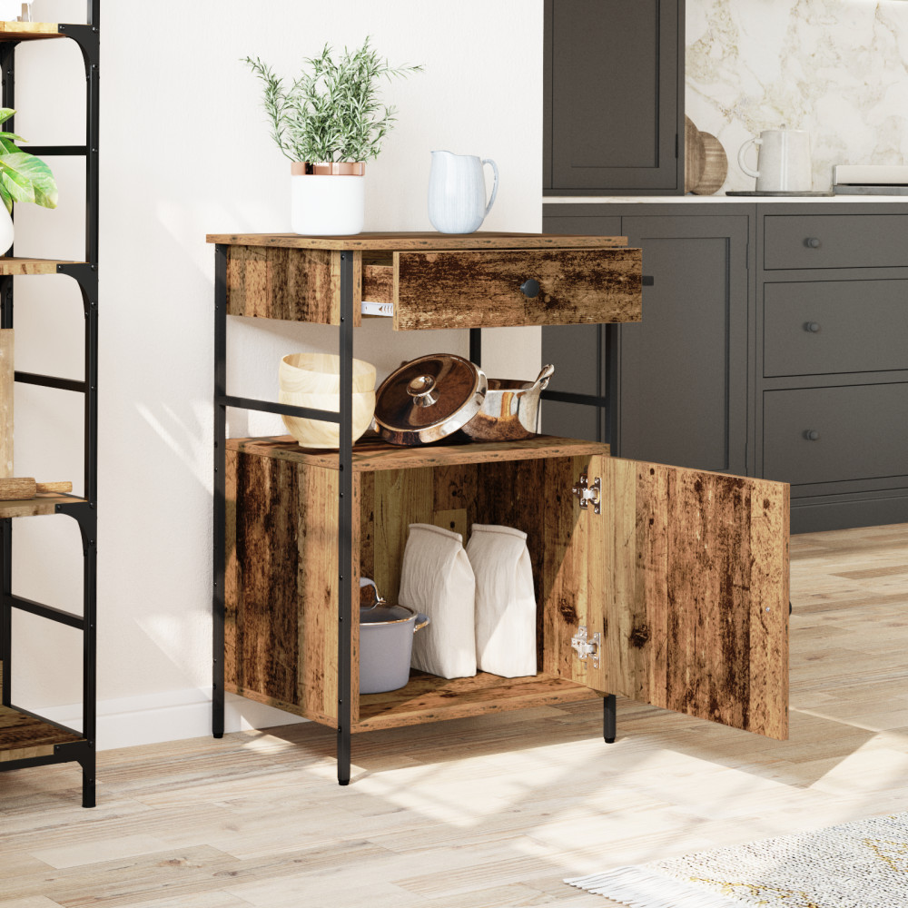 Produktbild för Köksvagn Gammalt trä 56 x 43 x 89,5 cm Konstruerat trä