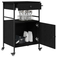 Produktbild för Köksvagn Svart Ek 56 x 43 x 89,5 cm Konstruerat trä