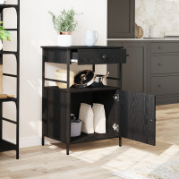 Produktbild för Köksvagn Svart Ek 56 x 43 x 89,5 cm Konstruerat trä