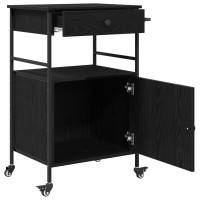 Produktbild för Köksvagn Svart Ek 56 x 43 x 89,5 cm Konstruerat trä