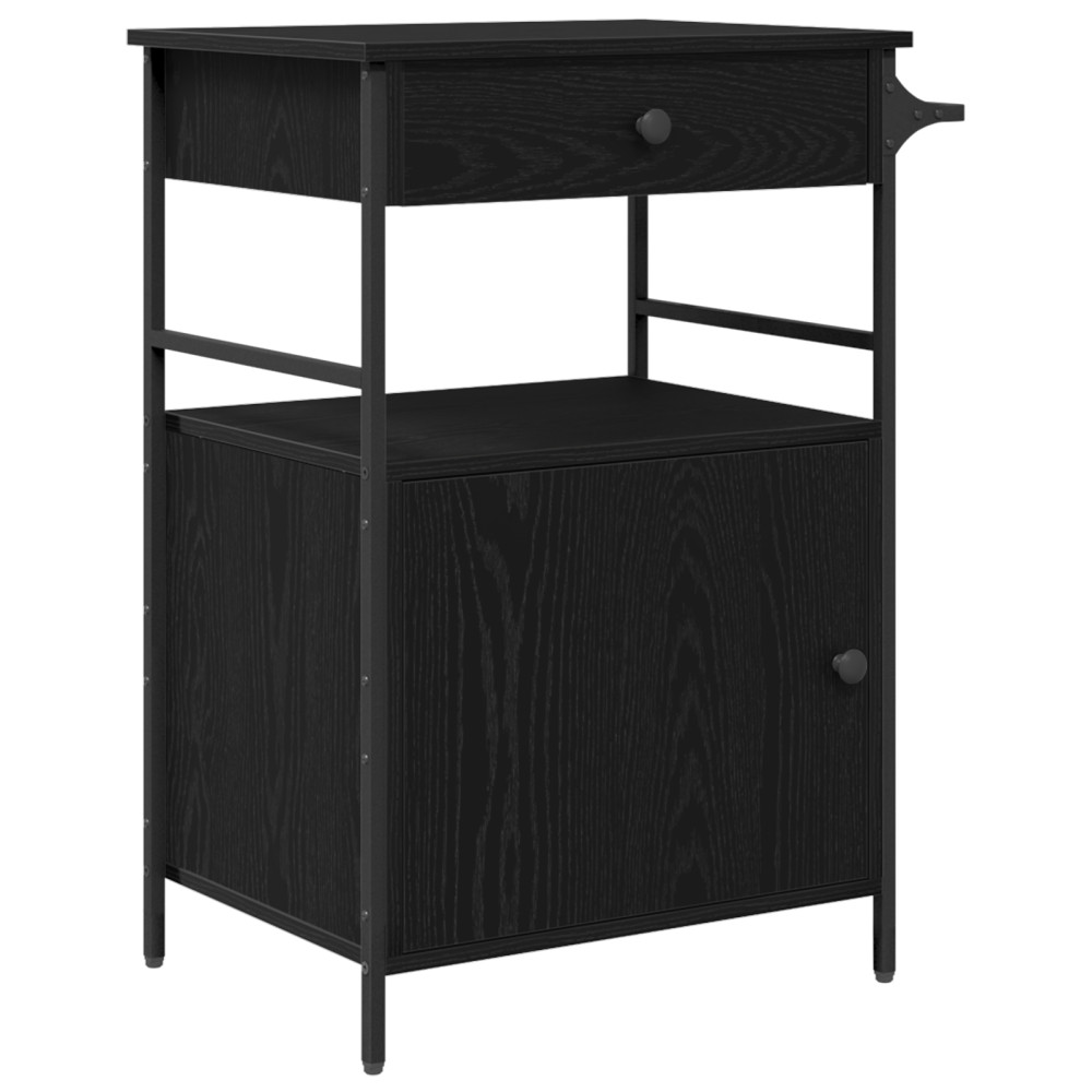 Produktbild för Köksvagn Svart Ek 56 x 43 x 89,5 cm Konstruerat trä