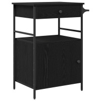 Produktbild för Köksvagn Svart Ek 56 x 43 x 89,5 cm Konstruerat trä