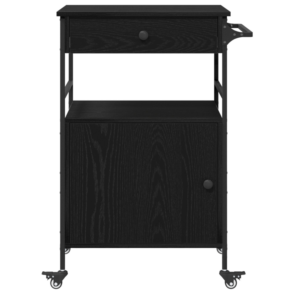Produktbild för Köksvagn Svart Ek 56 x 43 x 89,5 cm Konstruerat trä