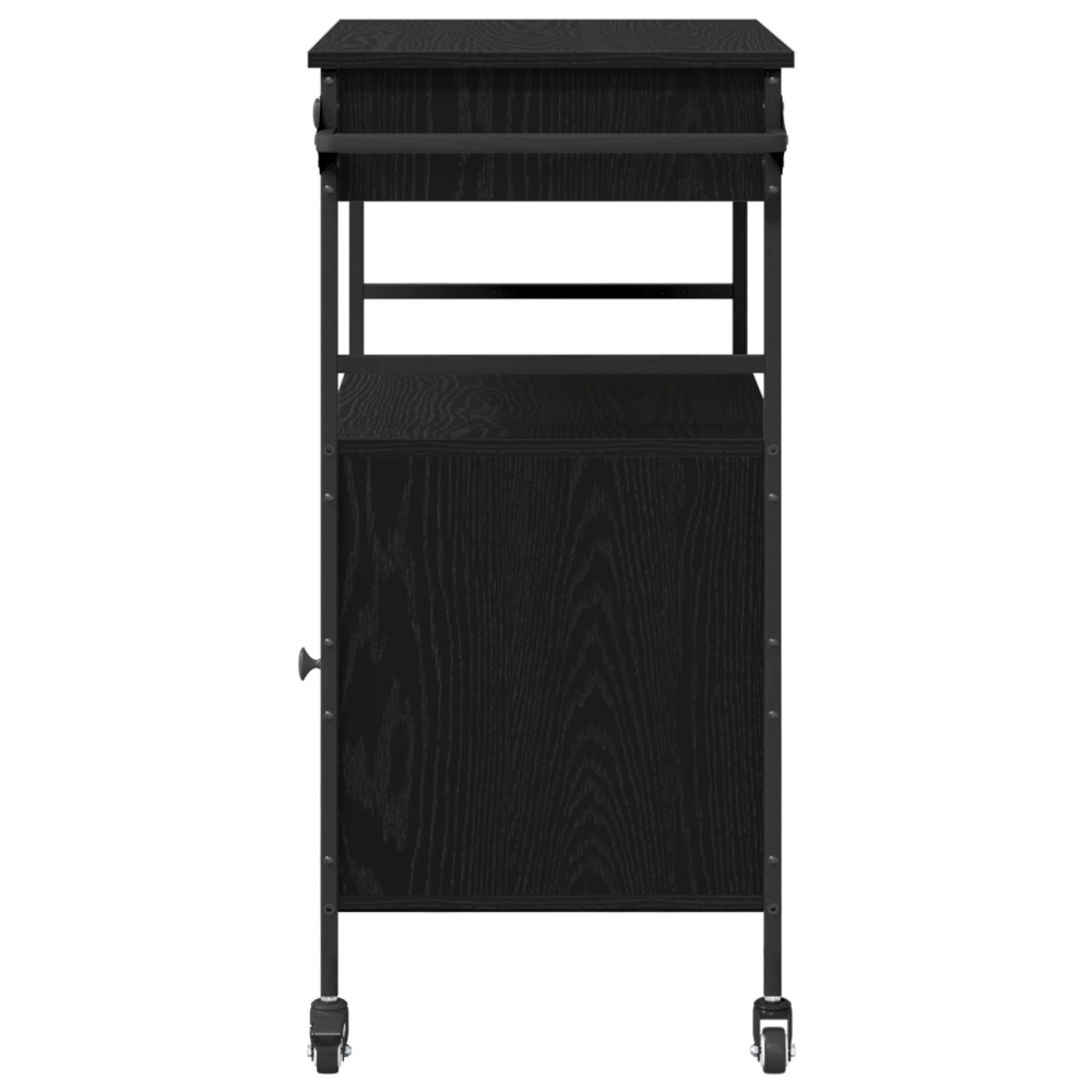 Produktbild för Köksvagn Svart Ek 56 x 43 x 89,5 cm Konstruerat trä