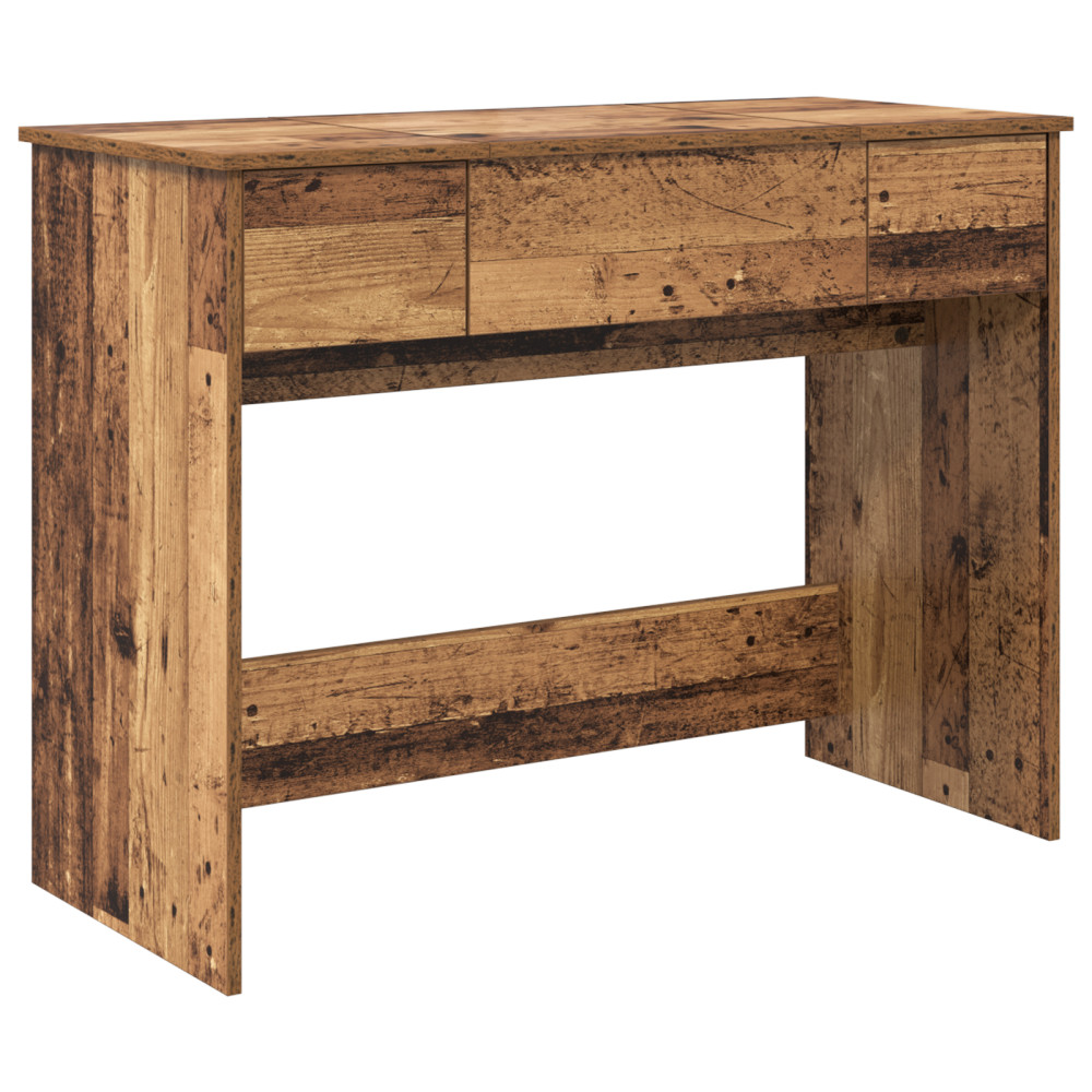 Produktbild för Kosmetiktabell med låda med spegel Gammalt trä 100 x 45 x 76 cm