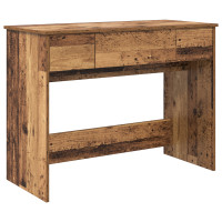 Produktbild för Kosmetiktabell med låda med spegel Gammalt trä 100 x 45 x 76 cm