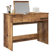 Produktbild för Kosmetiktabell med låda med spegel Gammalt trä 100 x 45 x 76 cm