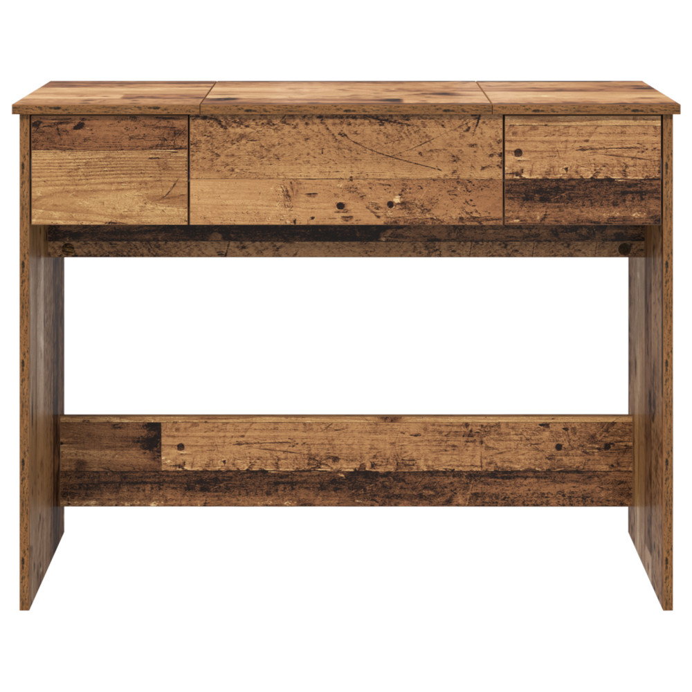 Produktbild för Kosmetiktabell med låda med spegel Gammalt trä 100 x 45 x 76 cm
