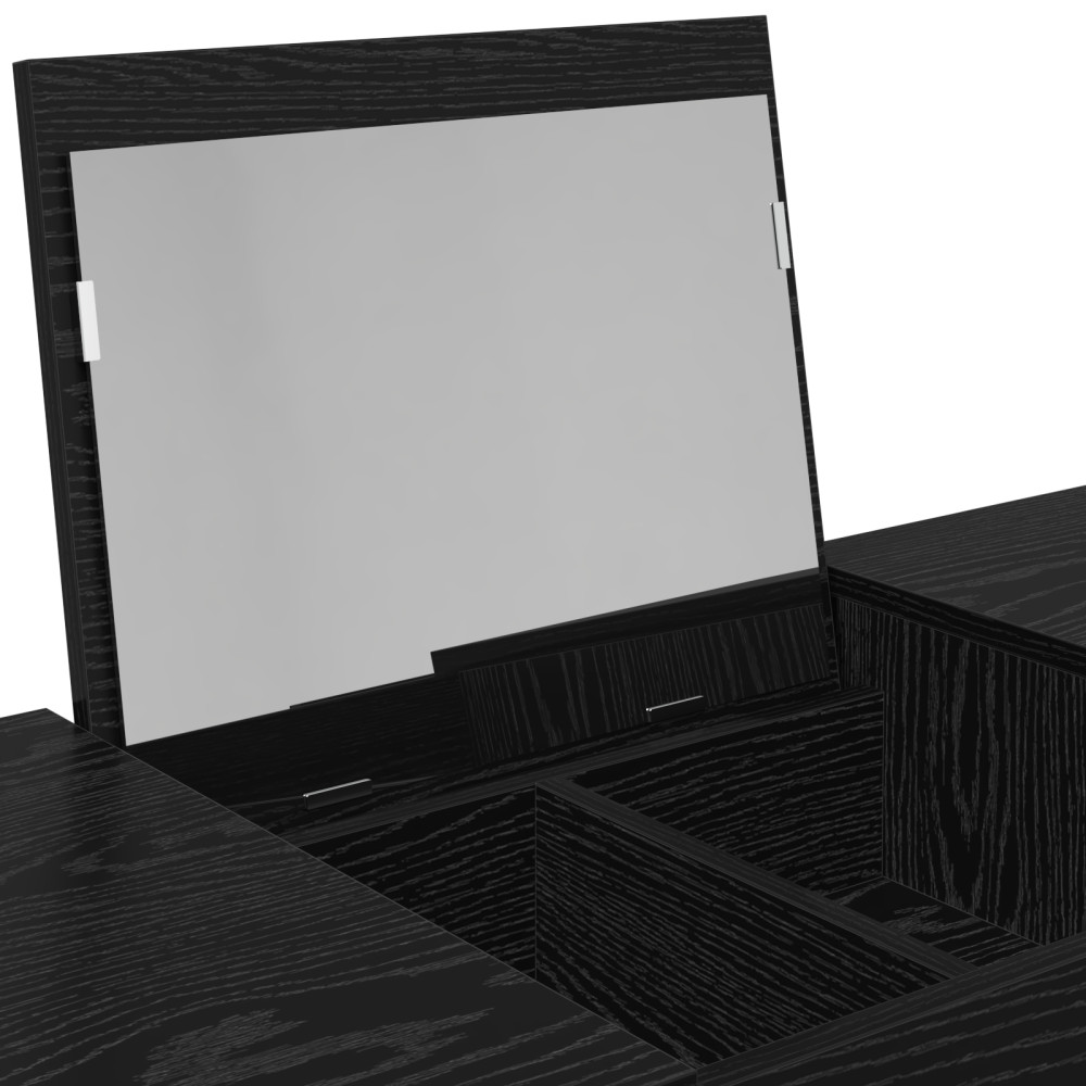 Produktbild för Kosmetiktabell med låda med lagring Svart Ek 100 x 45 x 76 cm