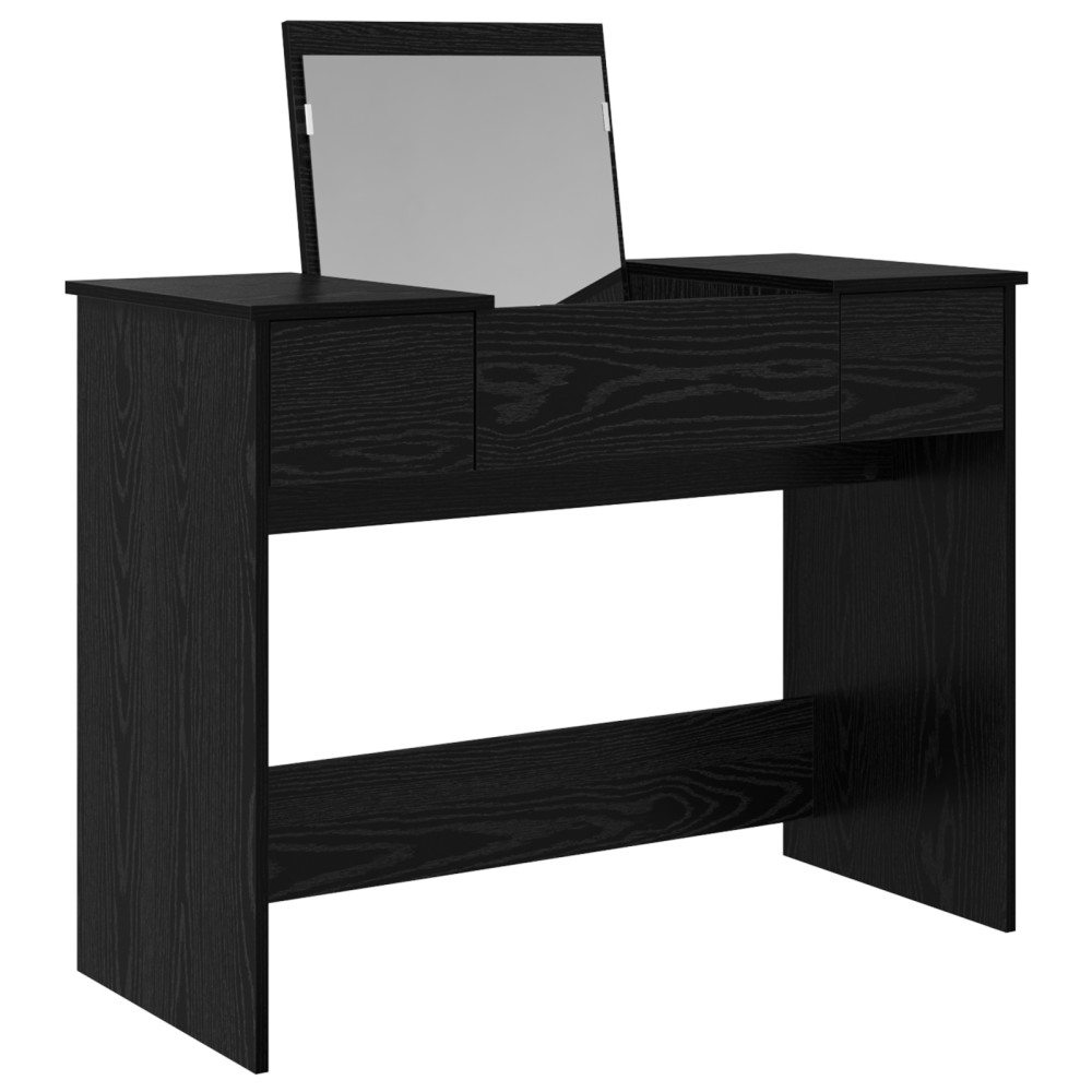 Produktbild för Kosmetiktabell med låda med lagring Svart Ek 100 x 45 x 76 cm