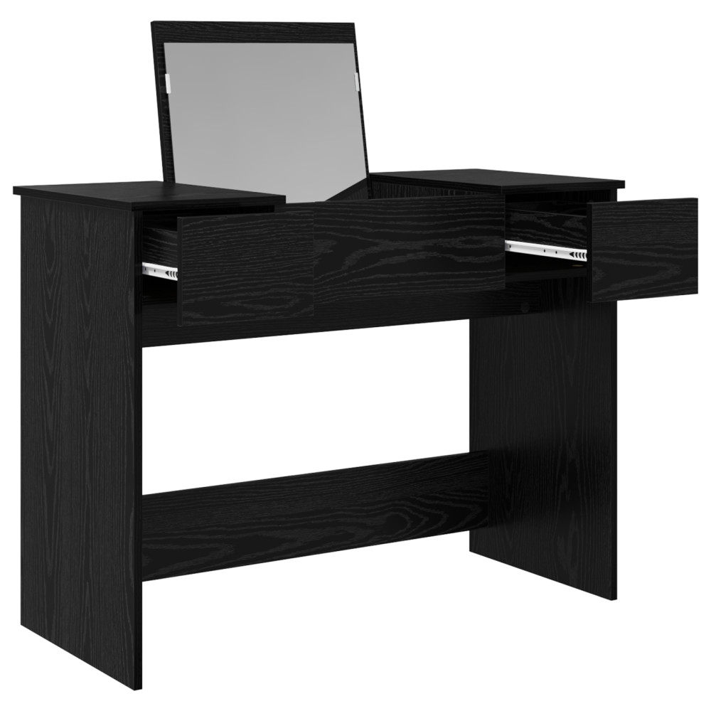 Produktbild för Kosmetiktabell med låda med lagring Svart Ek 100 x 45 x 76 cm