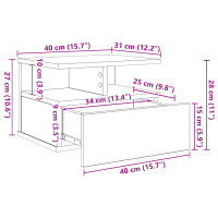 Produktbild för Flytande Nattduksbord Svart Ek 40 x 31 x 28 cm Konstruerat trä