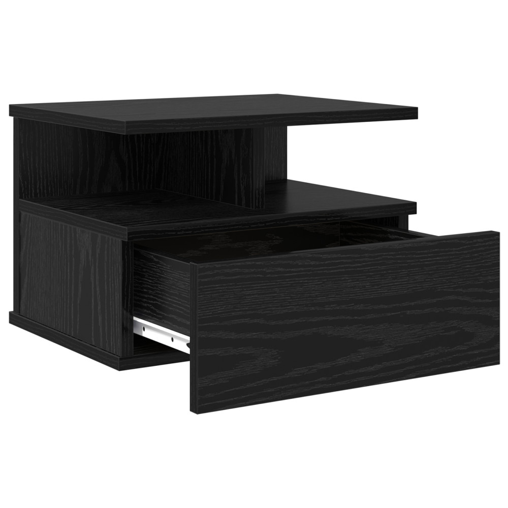 Produktbild för Flytande Nattduksbord Svart Ek 40 x 31 x 28 cm Konstruerat trä