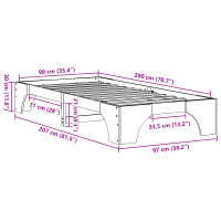 Produktbild för Sängram Vaxbrun 90 x 200 cm Massiv furu