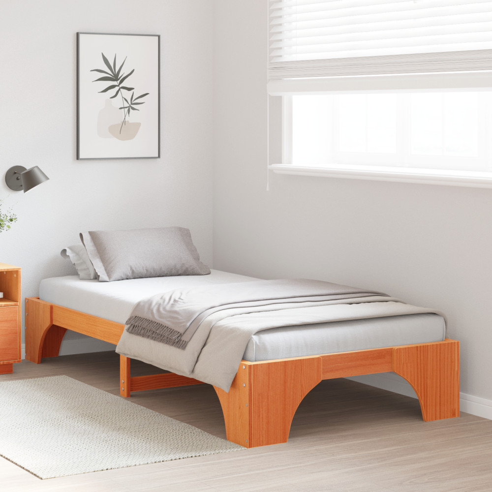 Produktbild för Sängram Vaxbrun 90 x 200 cm Massiv furu