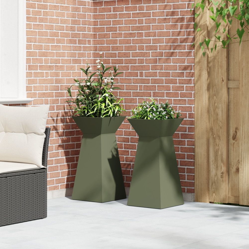 Produktbild för Pelarkrukor 2 pcs Olivgrön 35 x 35 x 73 cm
