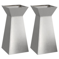 Produktbild för Pelarkrukor 2 pcs Silver 35 x 35 x 73 cm