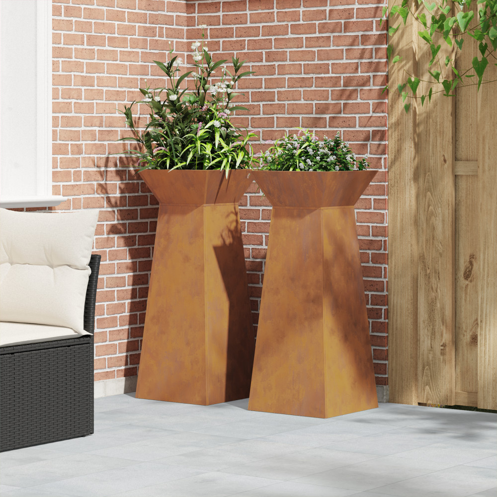 Produktbild för Pelarkrukor 2 pcs Silver 40 x 40 x 100 cm Väderbeständig stål