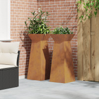 Produktbild för Pelarkrukor 2 pcs Silver 40 x 40 x 100 cm Väderbeständig stål