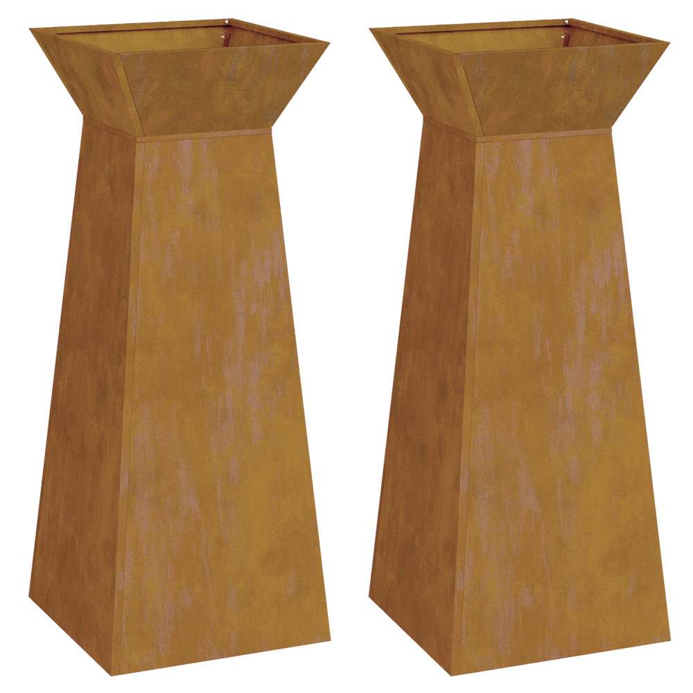 Produktbild för Pelarkrukor 2 pcs Silver 40 x 40 x 100 cm Väderbeständig stål