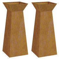 Produktbild för Pelarkrukor 2 pcs Silver 40 x 40 x 100 cm Väderbeständig stål