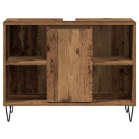 Produktbild för Badrumsskåp Gammalt trä 80 x 33 x 60 cm Konstruerat trä