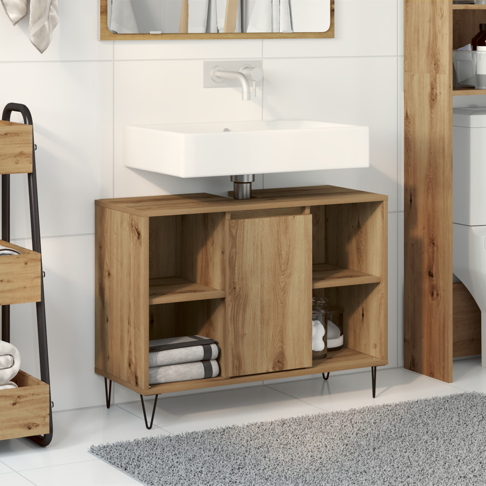 Produktbild för Badrumsskåp med dörr Artisan Ek 80 x 33 x 60 cm Konstruerat trä