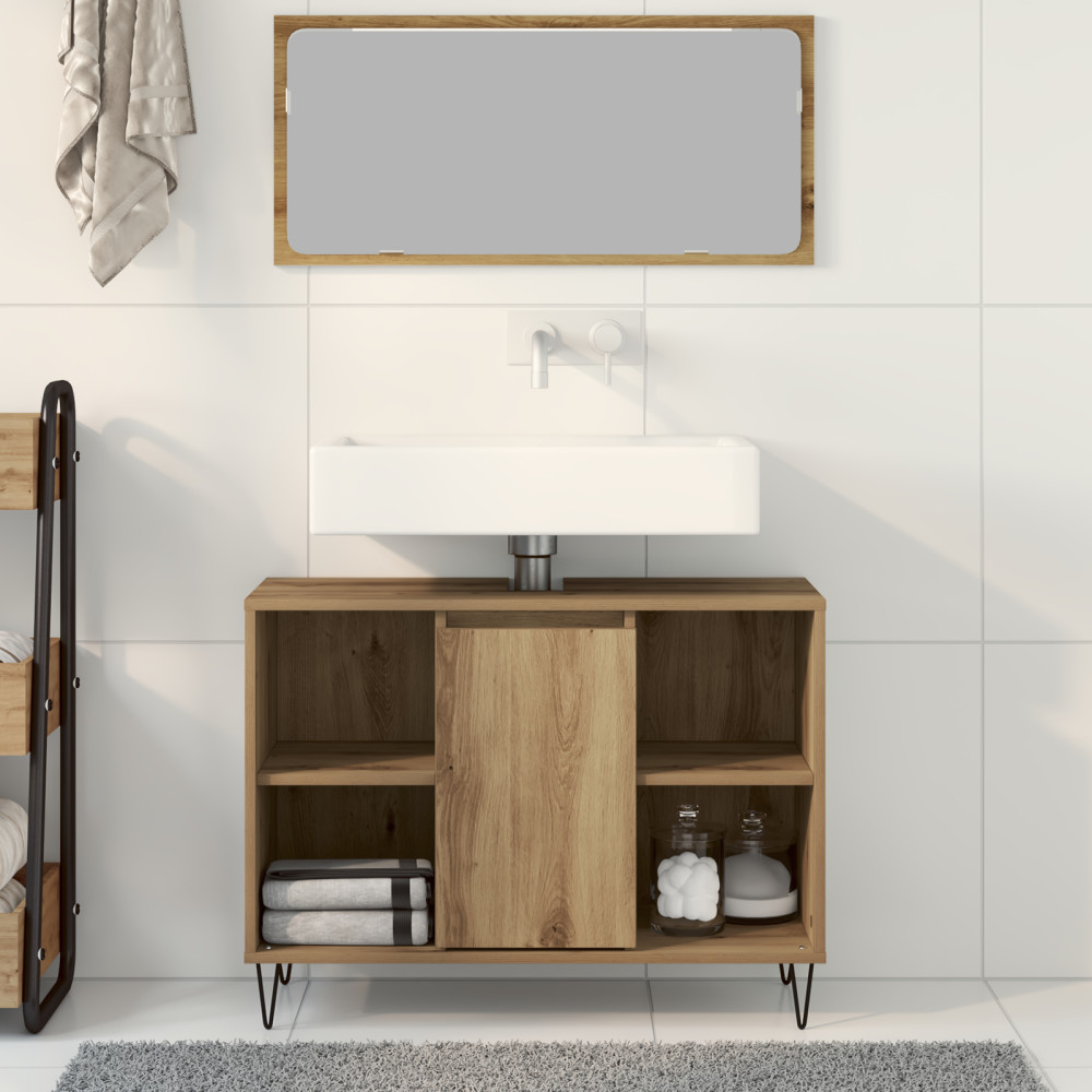 Produktbild för Badrumsskåp med dörr Artisan Ek 80 x 33 x 60 cm Konstruerat trä