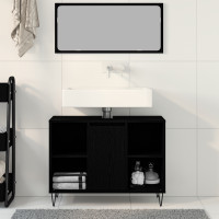 Produktbild för Badrumsskåp med hylla Svart 80 x 33 x 60 cm Konstruerat trä
