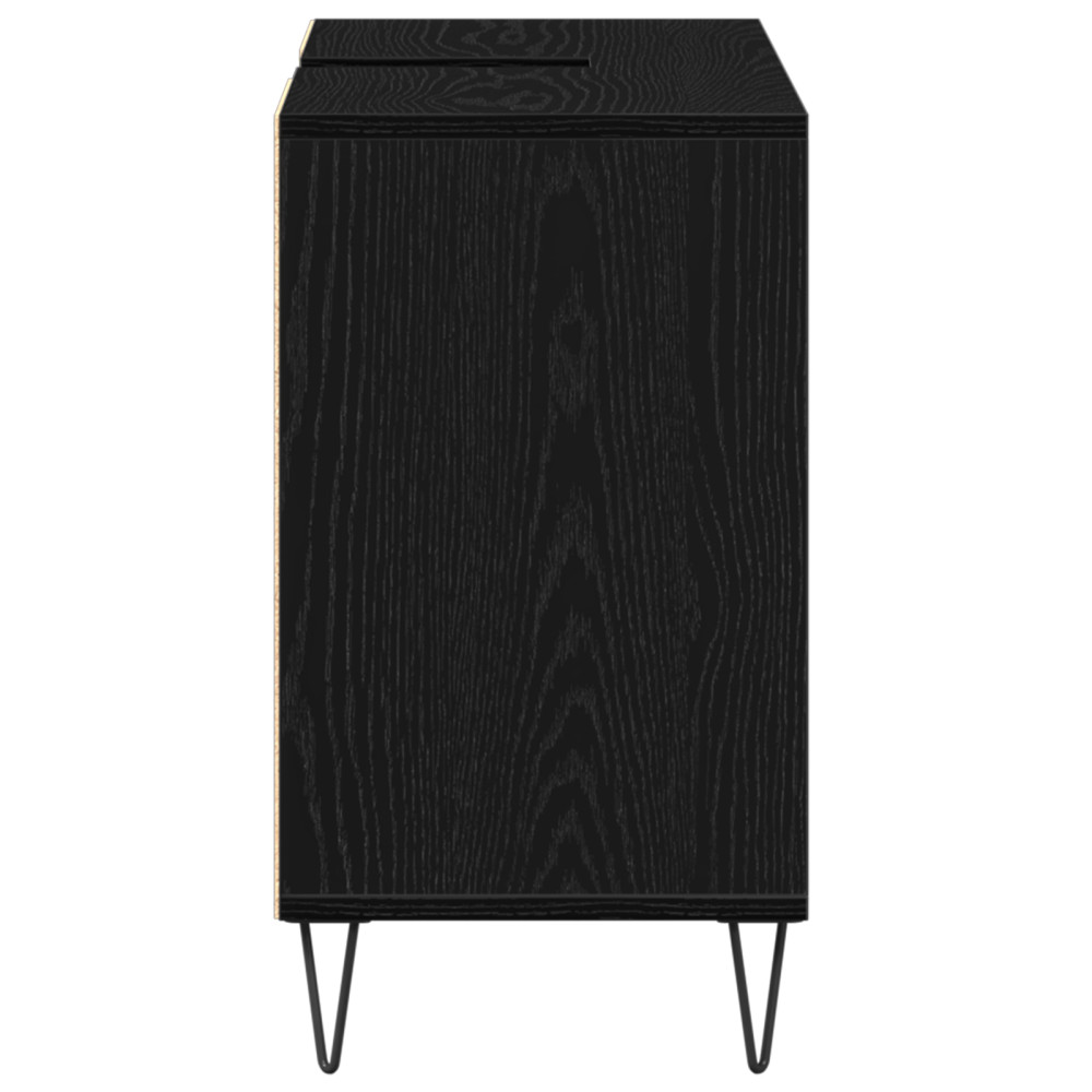 Produktbild för Badrumsskåp med hylla Svart 80 x 33 x 60 cm Konstruerat trä