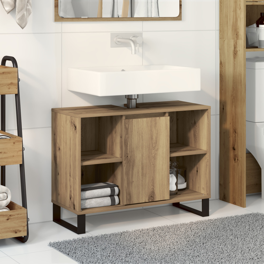 Produktbild för Badrumsskåp med dörr Artisan Ek 80 x 33 x 60 cm Konstruerat trä