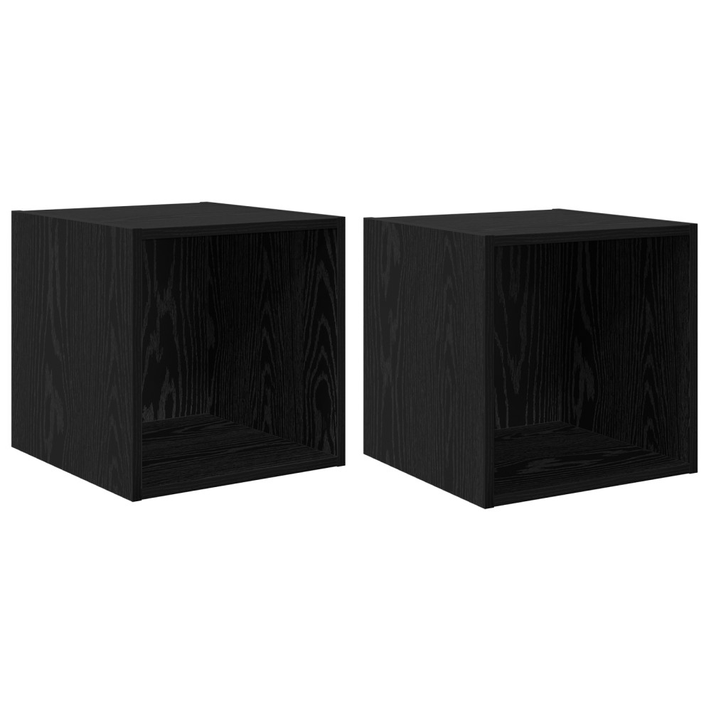 Produktbild för Väggskåp 2 pcs Svart Ek 37 x 37 x 37 cm Konstruerat trä