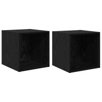 Produktbild för Väggskåp 2 pcs Svart Ek 37 x 37 x 37 cm Konstruerat trä