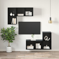 Produktbild för TV-bänkset Svart Ek 37 x 37 x 72 cm Konstruerat trä