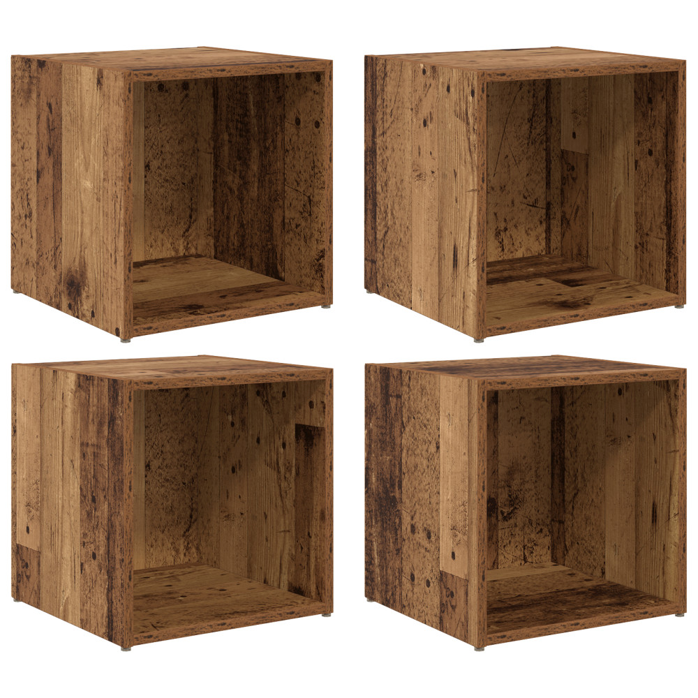 Produktbild för TV-bänkset 4 pcs Gammalt trä 37 x 35 x 37,5 cm Konstruerat trä