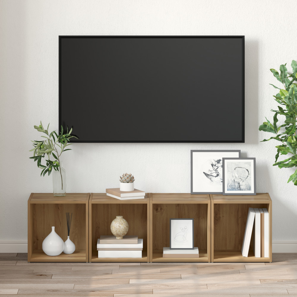 Produktbild för TV-bänkset 4 pcs Artisan Ek Konstruerat trä