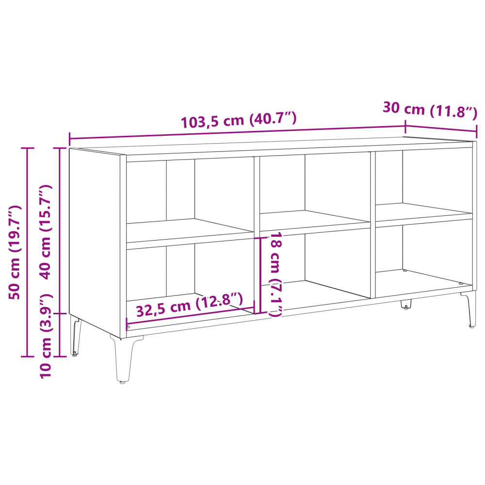 Produktbild för TV-bänkset Väggmonterad Brun 103,5 x 30 x 50 cm Konstruerat trä