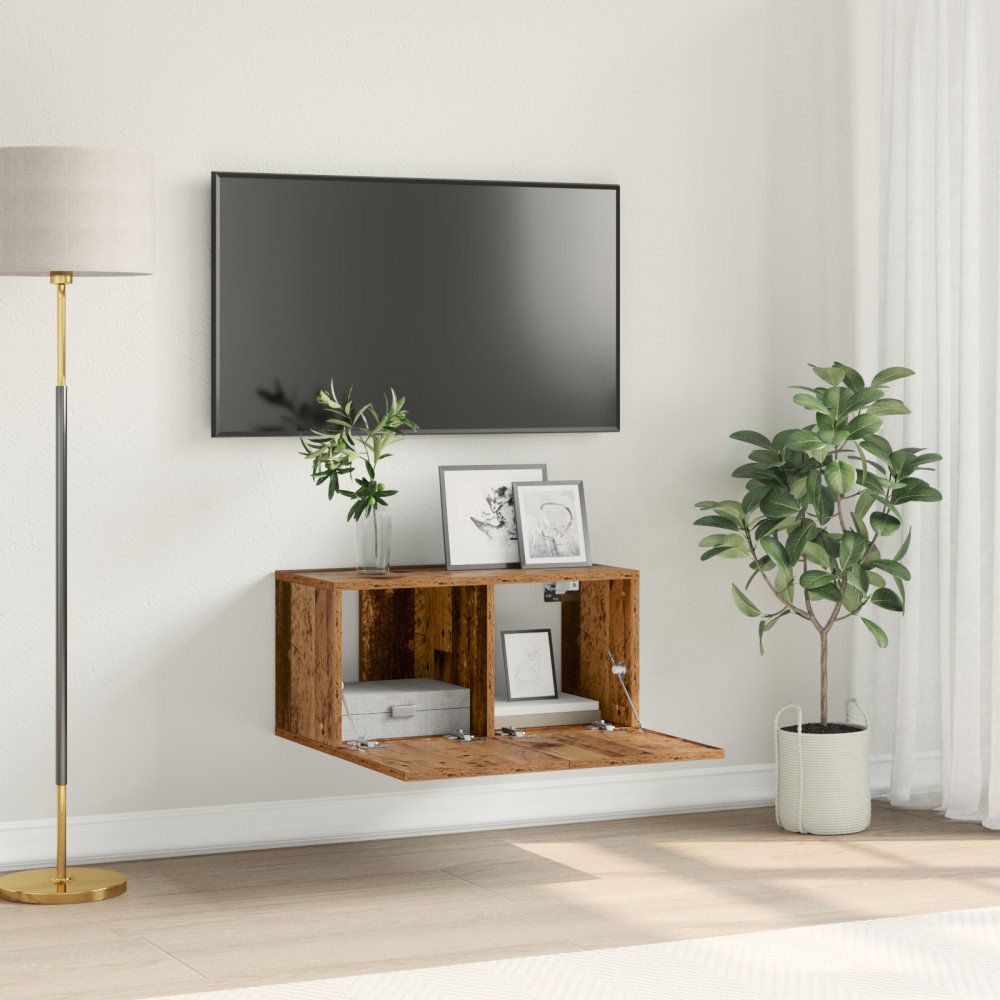 Produktbild för TV-bänkset Väggmonterad Brun 60 x 30 x 30 cm Konstruerat trä