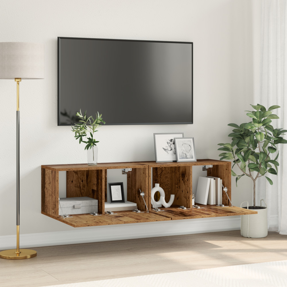 Produktbild för TV-bänkset Väggmonterad 2 pcs Flerfärgsdesign 60 x 30 x 30 cm