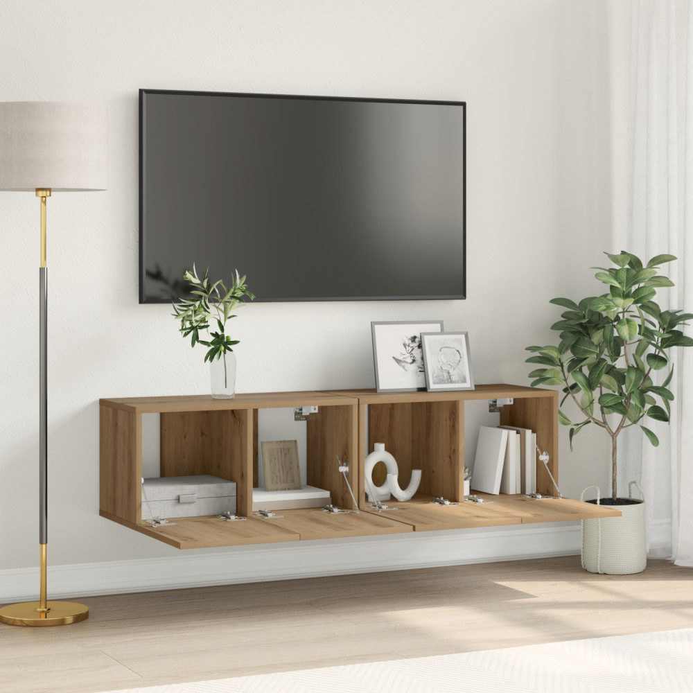 Produktbild för TV-bänkset 2 pcs Brun Konstruerat trä