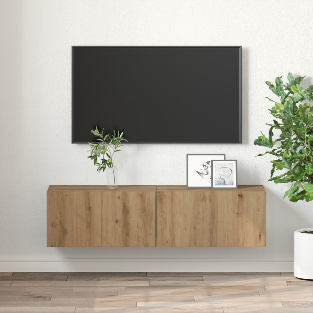 Produktbild för TV-bänkset 2 pcs Brun Konstruerat trä