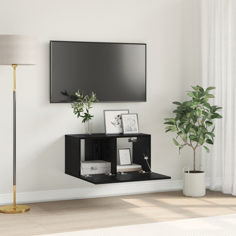 Produktbild för TV-bänkset Väggmonterad Svart 60 x 30 x 30 cm Konstruerat trä